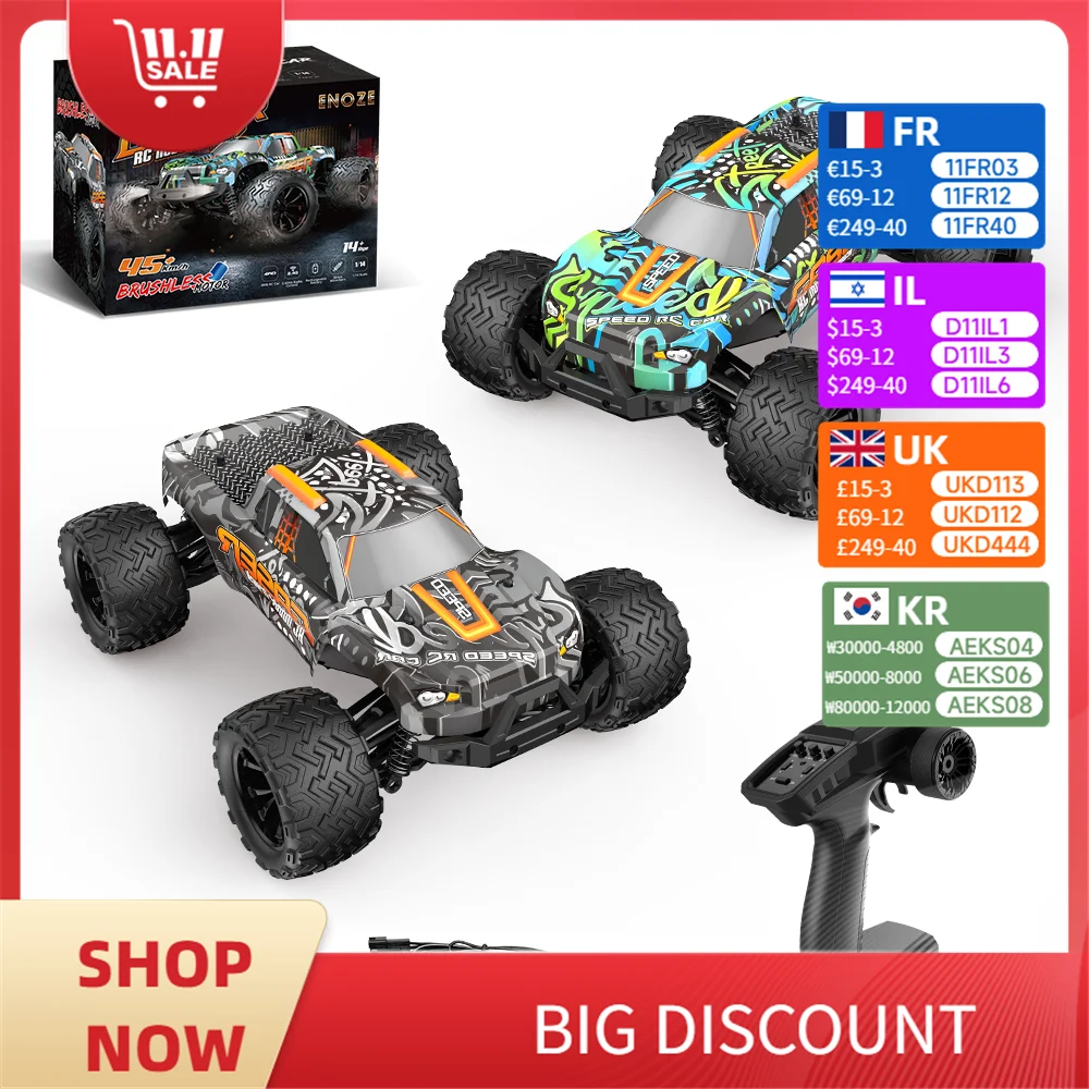 

1:14 4WD RC Car Toy — 4x4 Off Road Drift Racing, 45 км/ч, супер бесщеточный, высокая скорость — водонепроницаемый грузовик с дистанционным управлением для детей