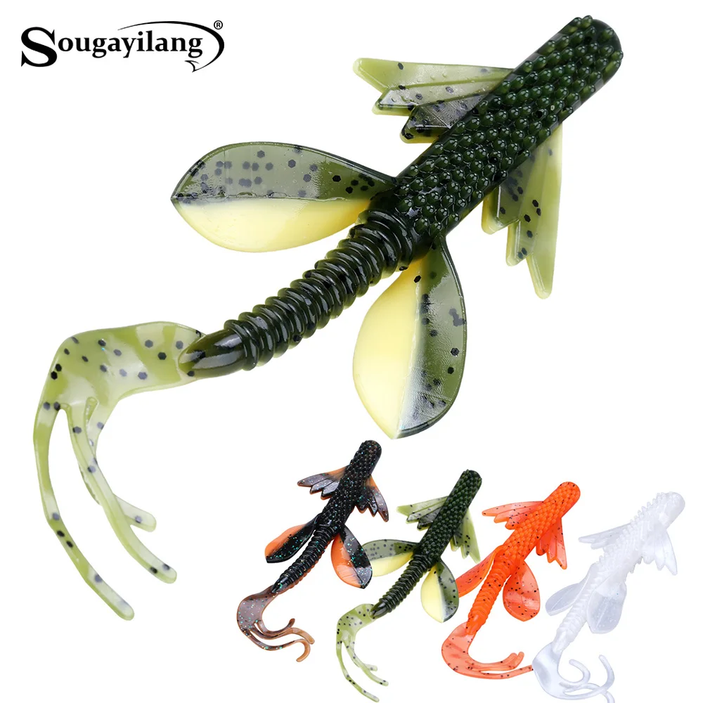 Sougayilang 2PCS Soft Bait Silicone Fishing Lure 12.5cm/10g Professional Quality with Treble Hooks Arttificial Bass Fishing Bait