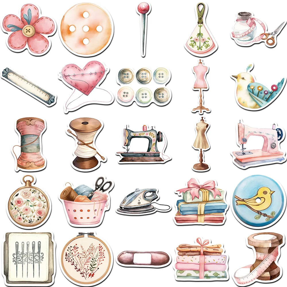 10/30/50Pcs Art Retro Sewing Machine Series AI stickers  Decal Laptop Motorcycle Luggage Snowboard Fridge stickers