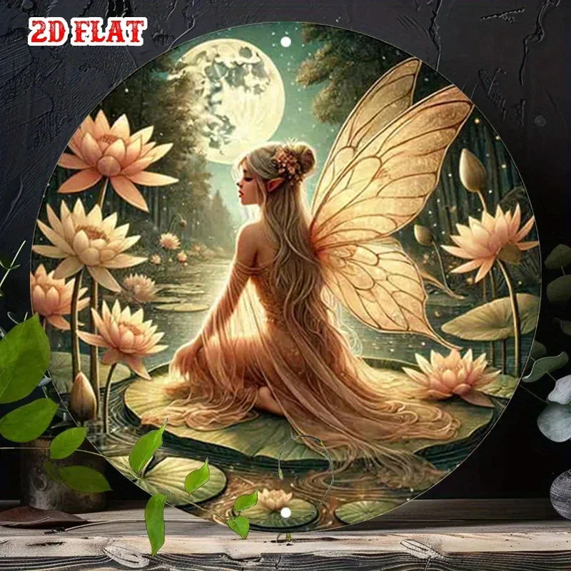 CIFBUY 2D Flat Magical Moon Fairy Aluminum Wall Art Waterproof Durable Metal Sign For Home Garage Cafe Restaurant Decor