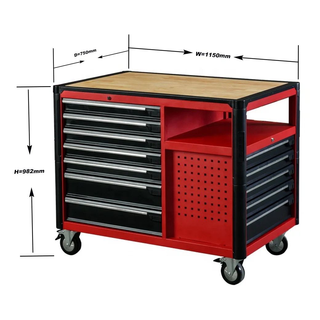 

12 Drawers Heavy Duty Oversized Roller Cabinets Worktops Oak Countertops Metal/Steel/Iron Tools Chest Powder Coated for Storage