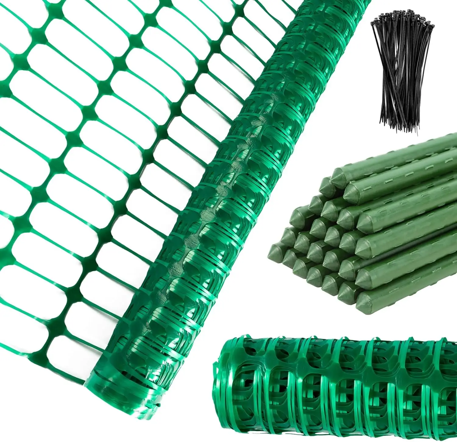 

Reusable Plastic Fencing Kit with Stakes, 4x100ft for Garden, Pool, and Construction Safety