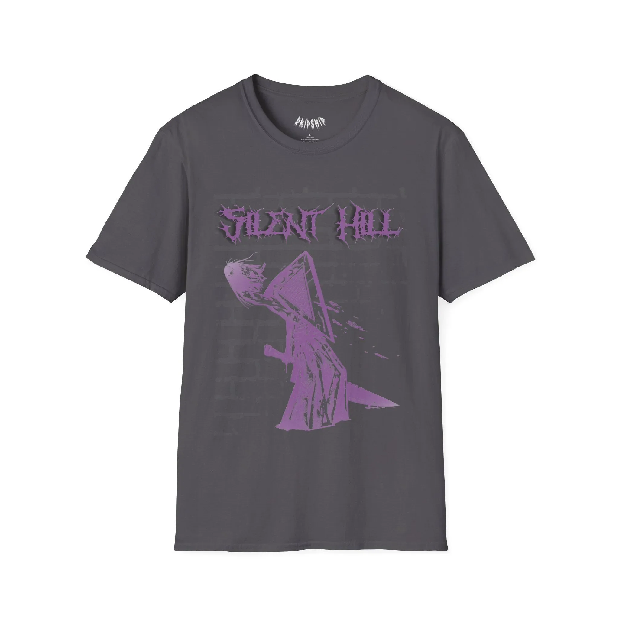 Pyramid Head Silent Hill Decapitation Horror Game Retro Survival Purple Alternative Goth Evil Softstyle T Shirt