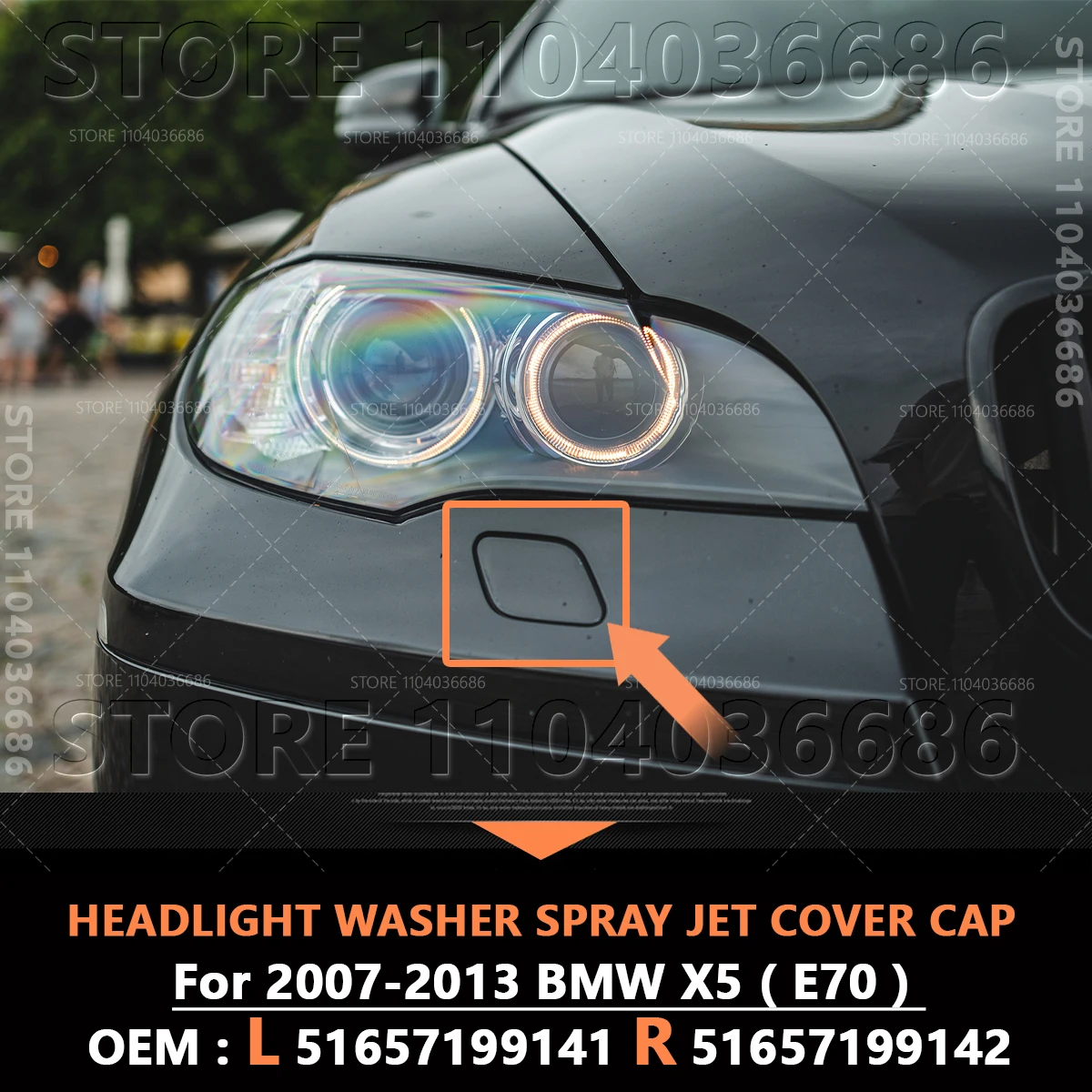 

For 2007-2013 BMW X5 (E70) Headlight Washer Nozzle Spray Jet Cover Cap (Unpainted) 51657199141 51657199142