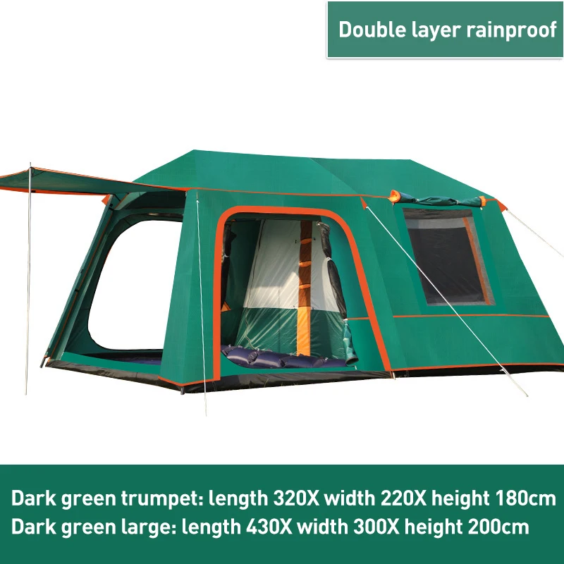 Big camping tent 10,12 person PEOPLES waterproof double layer 2 living rooms and 1 hall family tents outdoor  Rain proof tent/