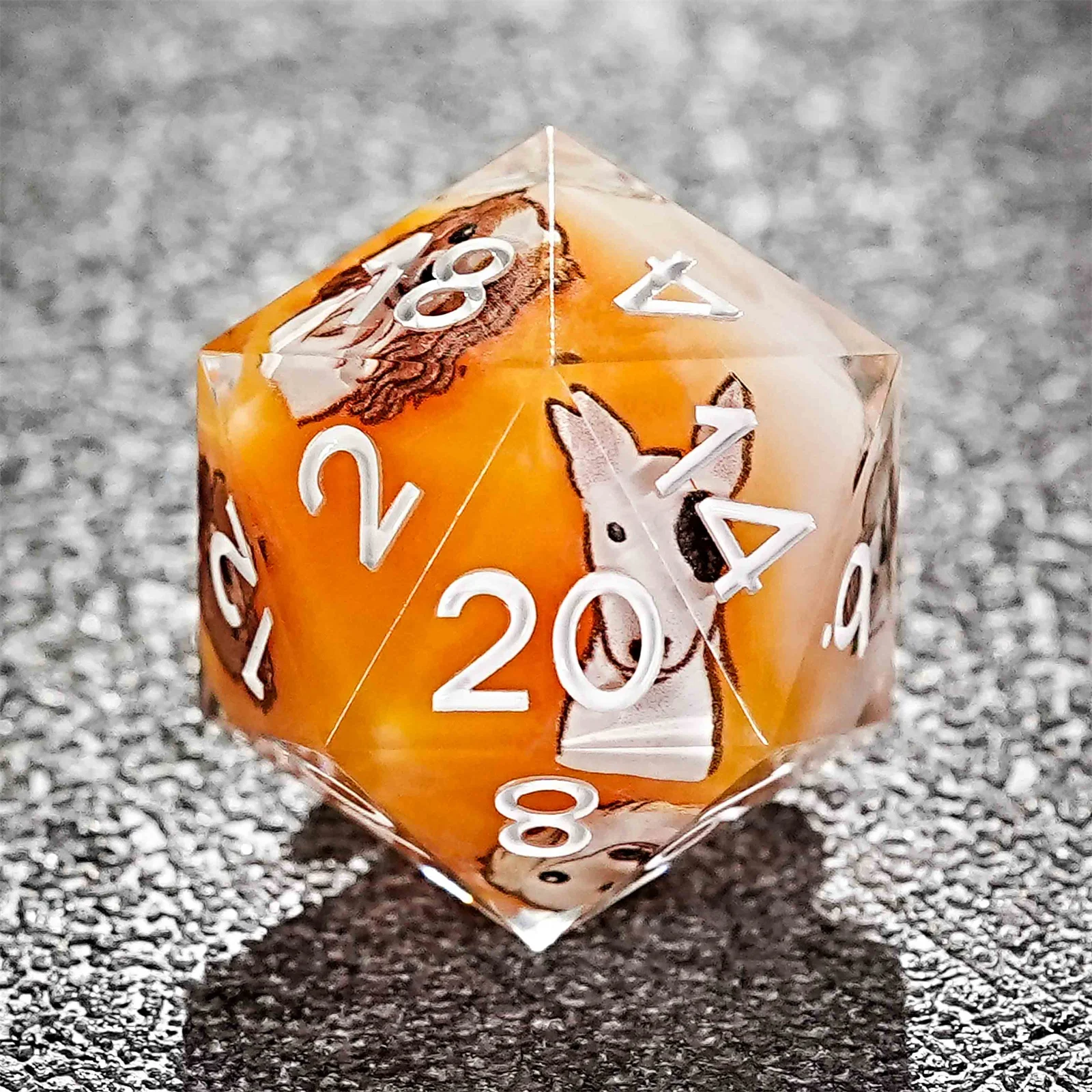 

1-7Pcs DND Orange Cute Dog Resin Dice Set Multi-sided Polyhedral Dice for D&D Game COC Role Playing RPG Table
