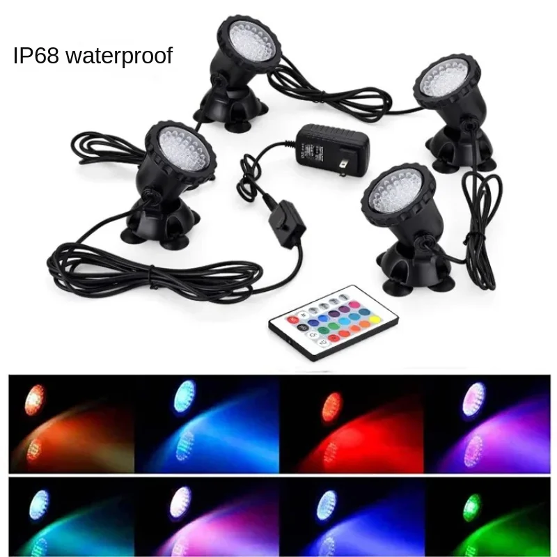 

Remote Control Button Diving Light Dual Waterproof Fish Tank Aquarium Pool Lamp Underwater Lighting Seven Color Spotlight