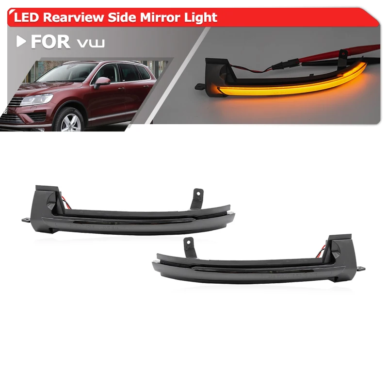 

2x Smoked Amber Led Dynamic Side Mirror Blinker Lights Auto Mirror Turn Signal For VW Touareg II 7P 2010-2018
