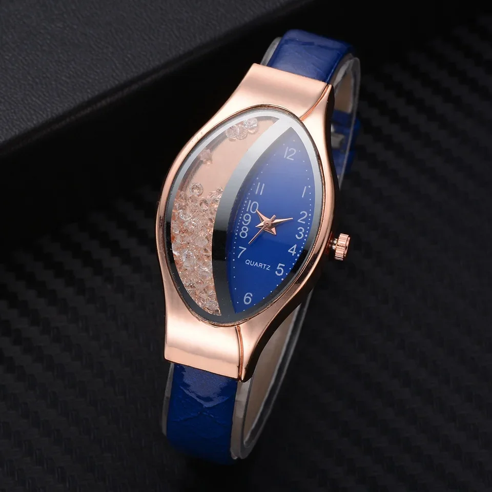 2020 Ladies Watches Fashion Casual Women Watches Red Leather Strap Quartz Wristwatch Ellipse Watches Gifts Hodinky Dames Horloge