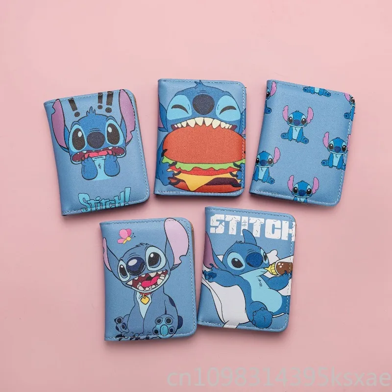 محفظة ديزني ستيتش كارتونية من جلد البولي يوريثان بسحاب قصير للنساء والفتيات والأطفال فكرة هدية عصرية للاستخدام اليومي