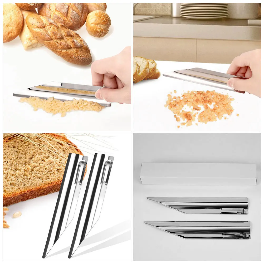 

2Pcs Stainless Steel Crumb Sweeper Tabletop Cleaner Portable Size for Servers Bartenders Bakery Essential Tool