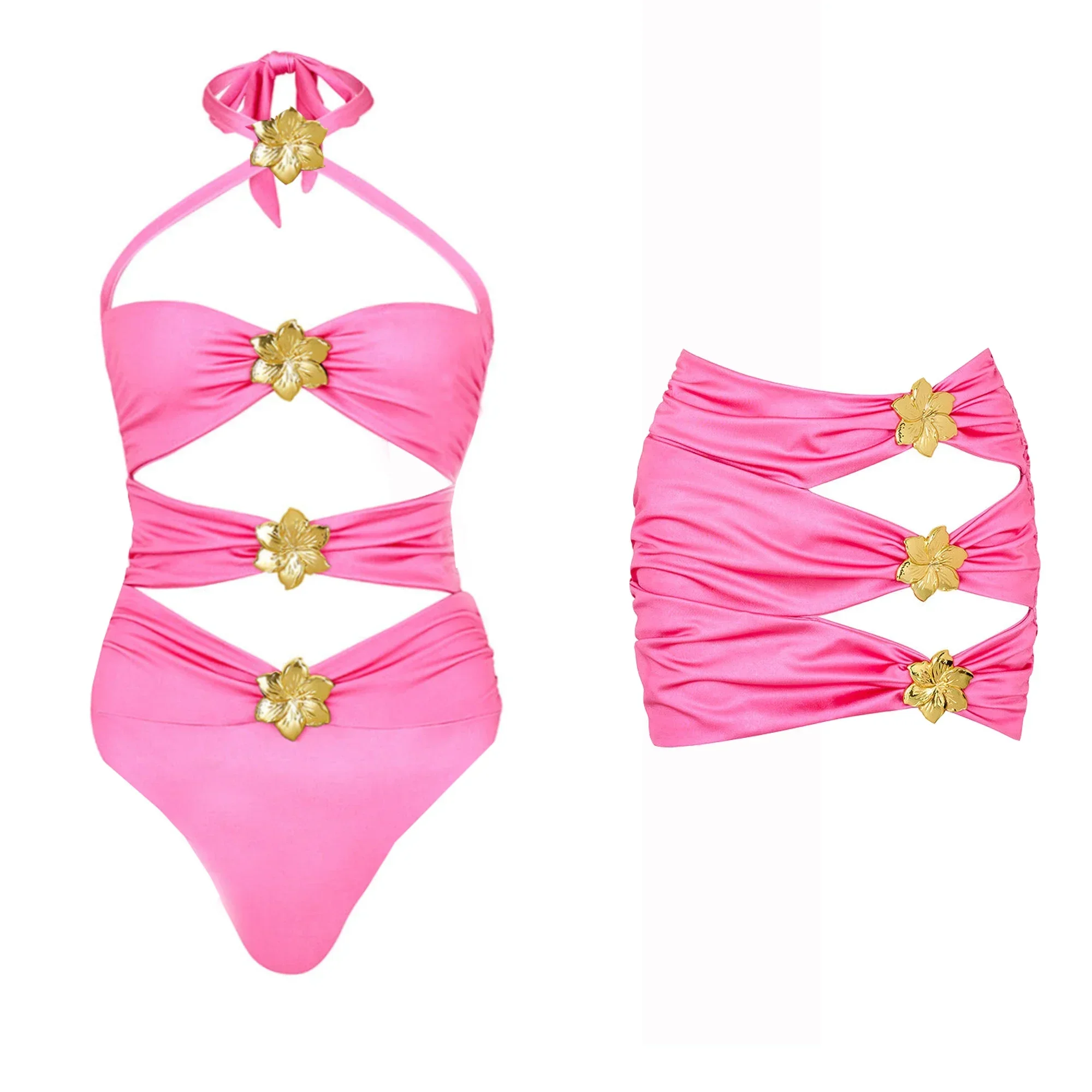 2026 High Quality One Piece Swimsuit Floral Ruffle Printed Push Up Women Bikini Set Swimwear Slimming Bathing Suit Beach Wear