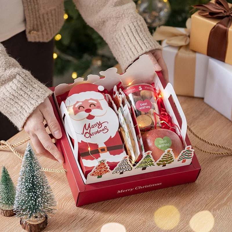 Merry Christmas Clear PVC Gift Box, Portable Handheld Transparent Present Box, Apple Cake Candy Gift Packaging for Holiday Party