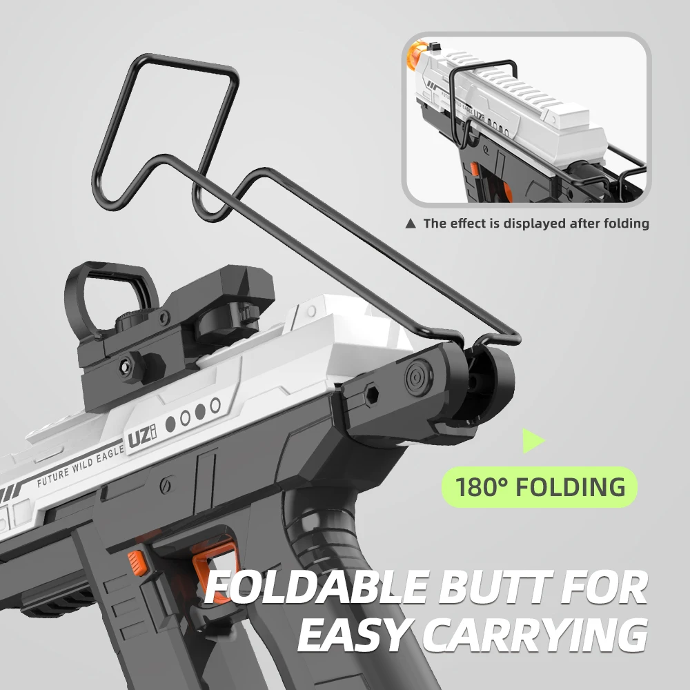 New UZI Electric Water Gun With a scope Butt Mechanical Linkage Continuous Reloading Machine Gun Toy for Children Adult
