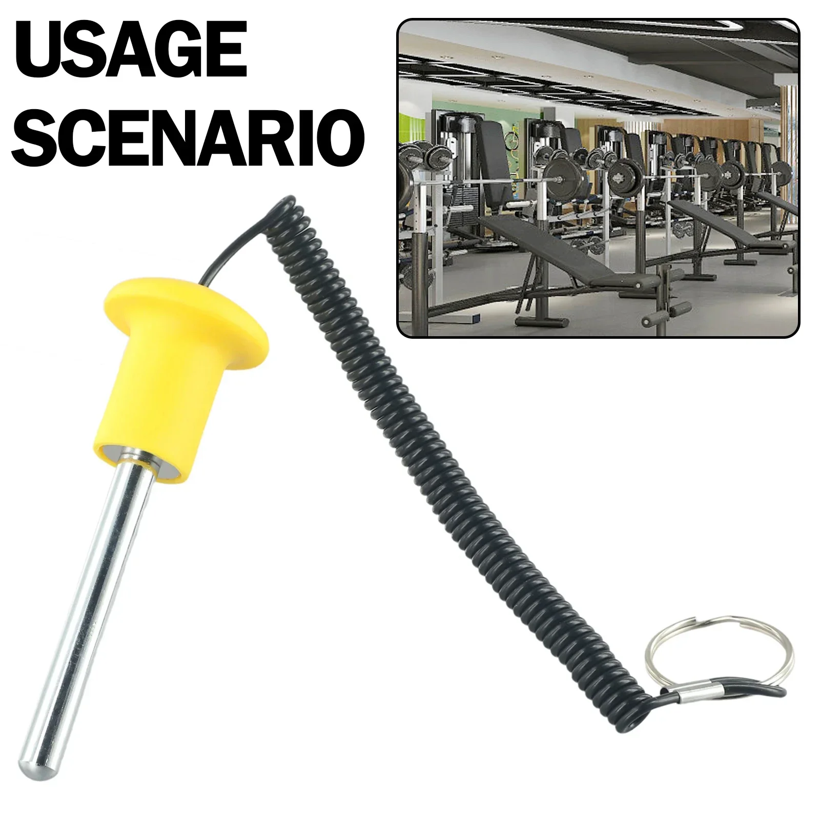 1 Piece Weight Stack Pin With Reinforced Steel Wire Lanyard Longer Pin Length Plastic Steel Yellow Gym Fitness Equipment