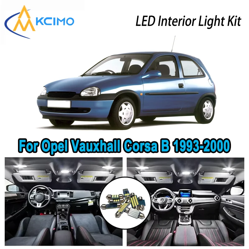 

Высококачественный светодиодный комплект интерьера для Opel Vauxhall Corsa B 1993-2000 1994 1995, без ошибок, купольная карта премиум-класса, багажник, автомобильные лампы