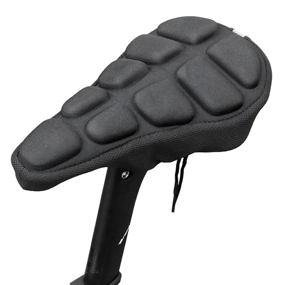 

Mountain Bike Saddle Cover Thick Gel Cushion Breathable Grooves Anti Slip Design Enhance Riding Comfort Black