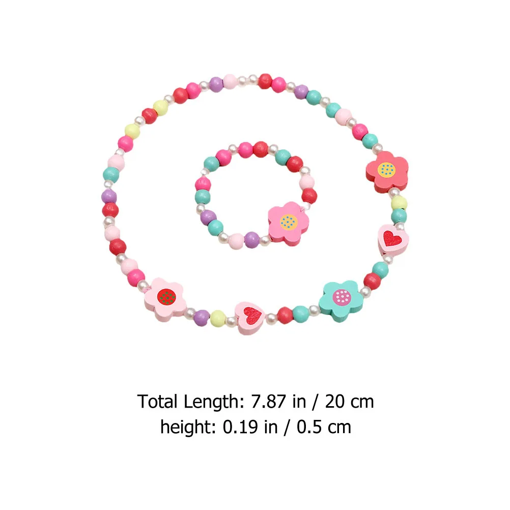 3 Zestawy Drewnianych Koralików Naszyjnik Bransoletka Kolorowa Gruba Biżuteria Dziecięca Uroczy Prezent Rekwizyty Fotograficzne Bransoletka z Koralików dla Dzieci