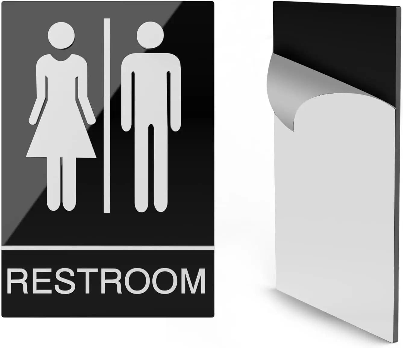 

2PCS Unisex Restroom Sign,9"x6" Self-Stick Restroom Signs for Business Durable Your Office or Business Restroom