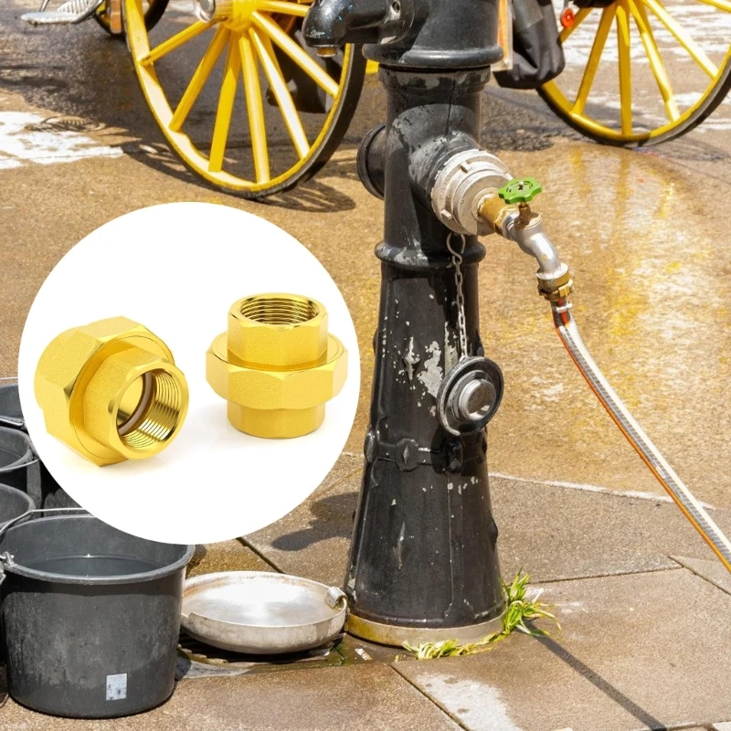 

2Pcs Hose Connector Brass Garden Hose Fittings 1/2inch Double Female Threads Quick Connector Easy to Installation