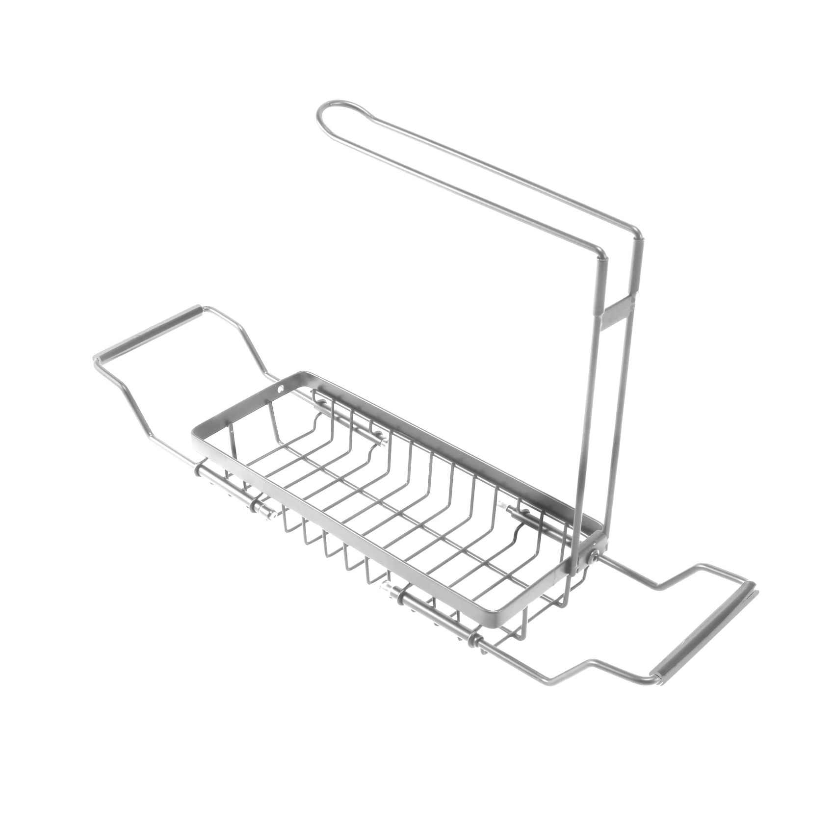 Stainless Steel Telescopic Sink Rack - Expandable Storage Drain Basket Sponges Caddy for Hygienic Organization-Silver