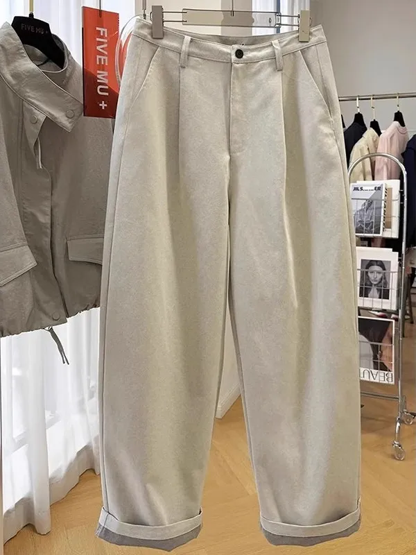 

Прямые брюки для спецодежды с высокой талией Harlan, свободный крой, весна-лето, новые модные утягивающие повседневные брюки