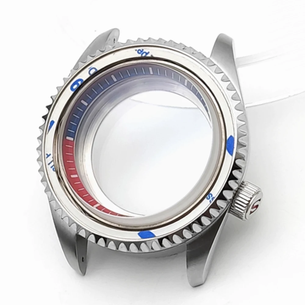 Caja plateada de alta calidad de 42mm para reloj de buceo, carcasa para hombre compatible con movimiento NH35 NH36, reloj de acero con doble cristal de zafiro