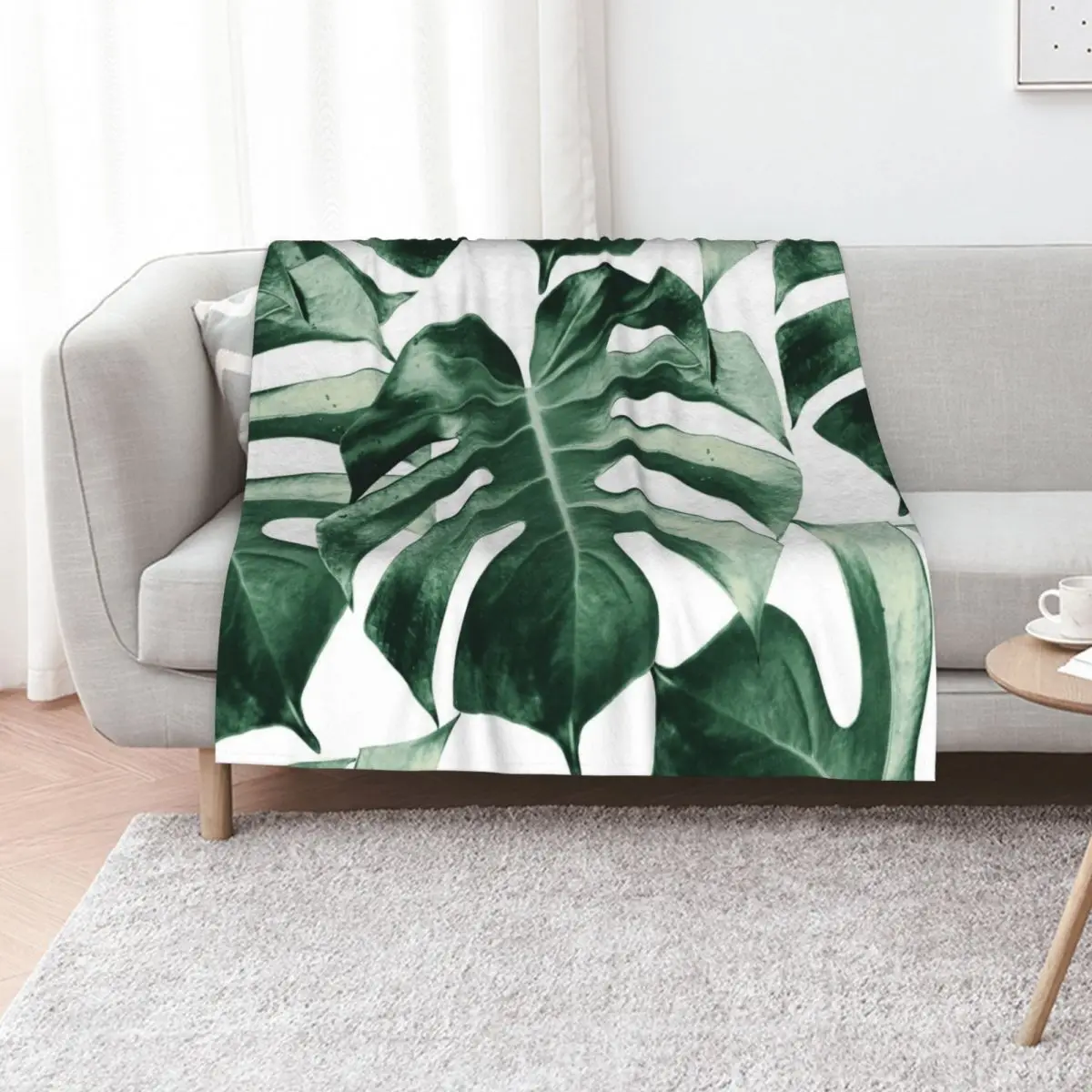 

Tropical Monstera Leaves Dream #2 #tropical #decor #art Throw Blanket Sofa Beach Soft Beds warm winter Blankets