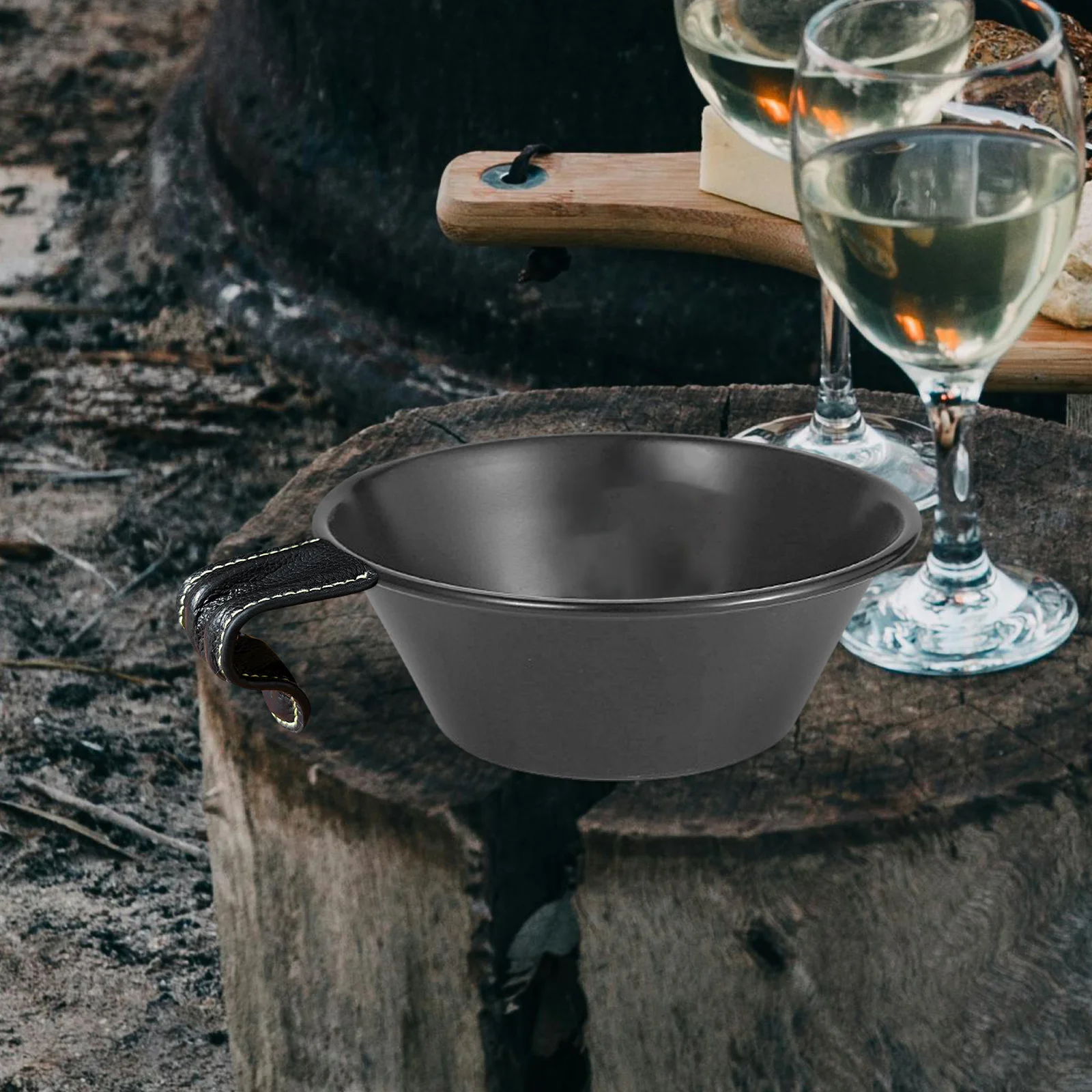 

Wear-resistant and Anti-scalding Handle Cover Camping Cups Grip Protector Black Cowhide Bowl Protectors