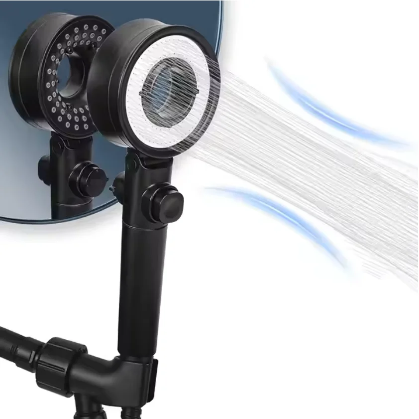 

Черная ручная душевая лейка с тремя функциями, высоким давлением, экономией воды, эффектом тропического дождя, из АБС-пластика, для ванной комнаты и спа-процедур