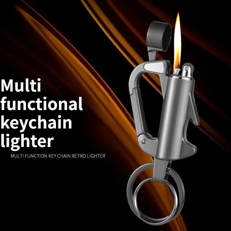 Multi Functional Grinding Wheel Keychain Car Men's High-end Lighter Waist Hanging Personalized Pendant Gift