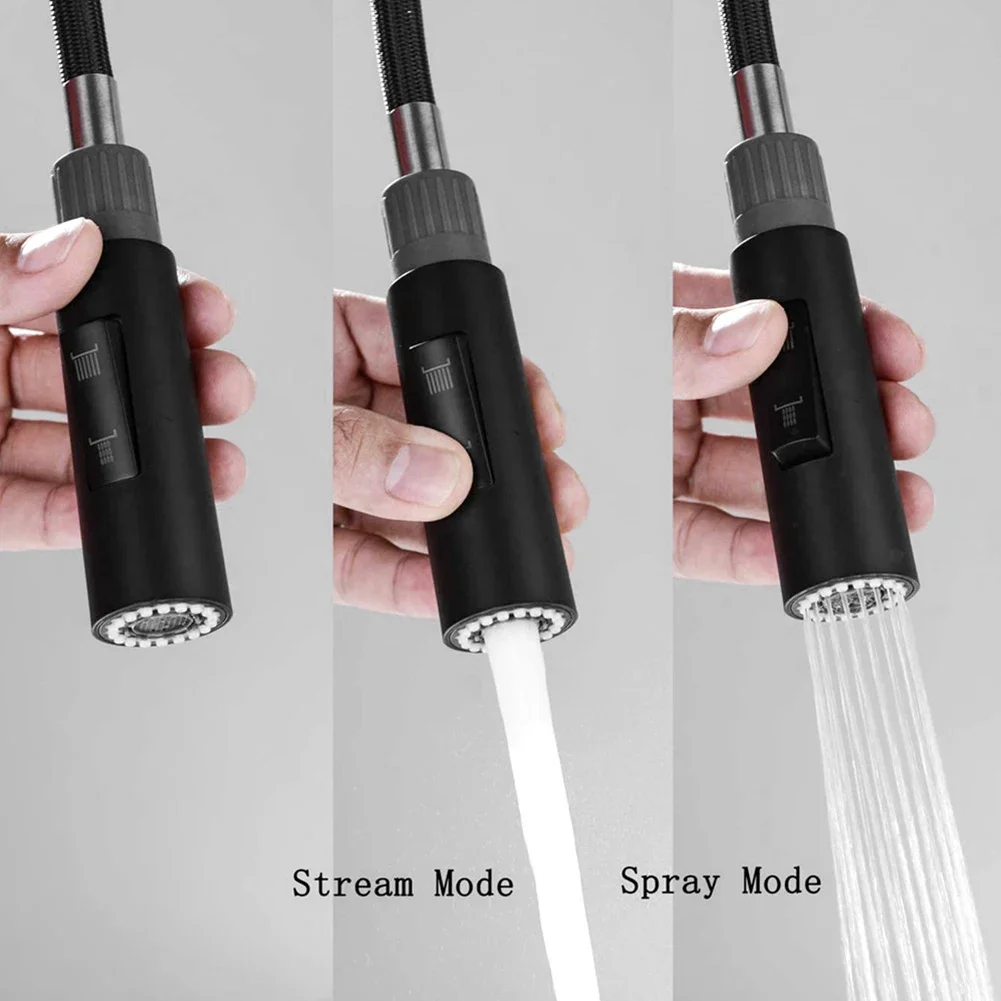 Wylewka do baterii łazienkowej z wysuwaną słuchawką prysznicową, ustawienia, część zamienna do kuchni, czarna głowica natryskowa, element kuchenny