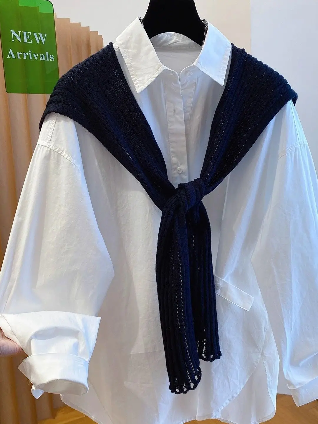 

Белая рубашка свободного кроя оверсайз в корейском стиле для мужчин и женщин, повседневная, с длинным рукавом, дышащая, удобная, весенне-летняя