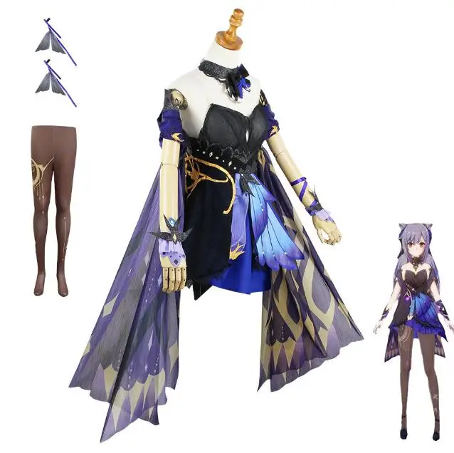 

New Anime Cosplay Genshin Impact Keqing Costume Halloween Party Clothes