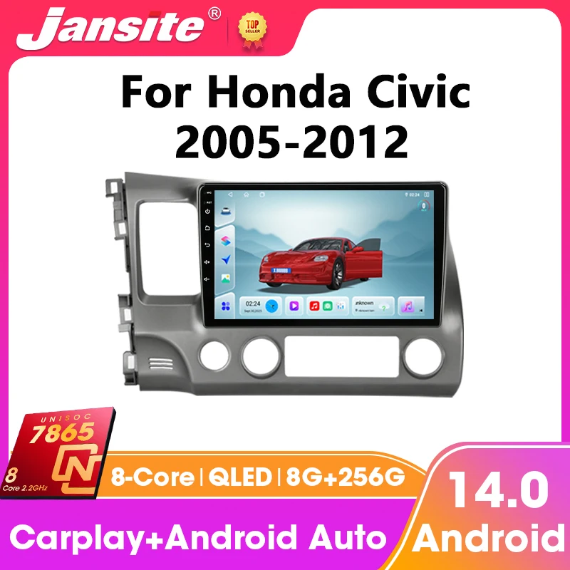 2DIN Multimedia Video Player for Honda Civic 8 FK FN FD 2005 - 2012 Android Car Radio Head Unit Wireless Carplay&Android Auto