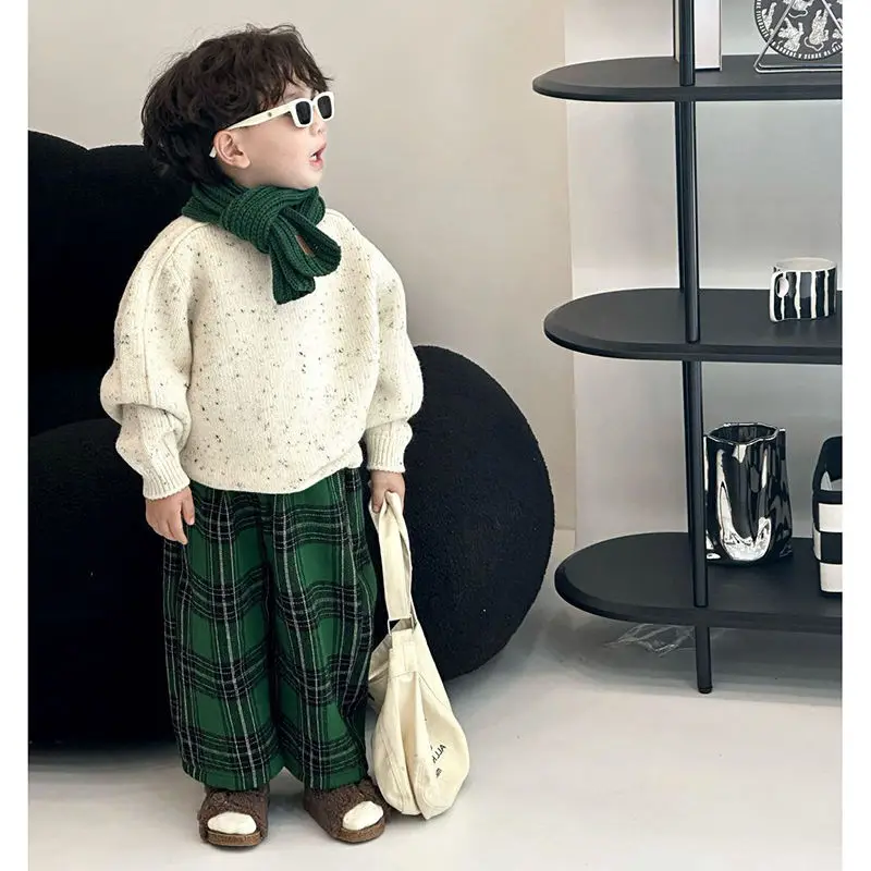 

Autumn Winter Fashion Baby Boys Kids Knit Warm Pullover Sweater+Striped Plus Velvet Pants Children Casual 2Pcs Handsome Suits Se