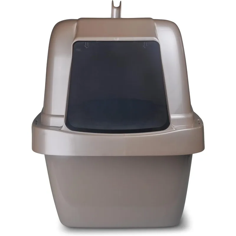 

Pets Odor Control Large Enclosed Sifting Cat Pan with Odor Door, Hooded, Beige,