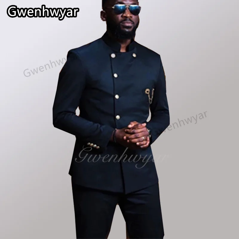 

Gwenhwyar 2025 темно-синий костюм-смокинг, свадебный наряд, жених, жених, лучший мужской комфортный двубортный костюм, костюм Homme