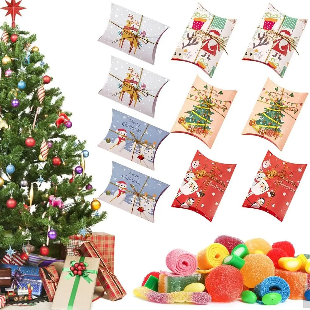 

10PCs Gift For Friend Deer Cookie Box Merry Christmas Favours Sweet Biscuit Candy Christmas Gift Boxes Santa Claus