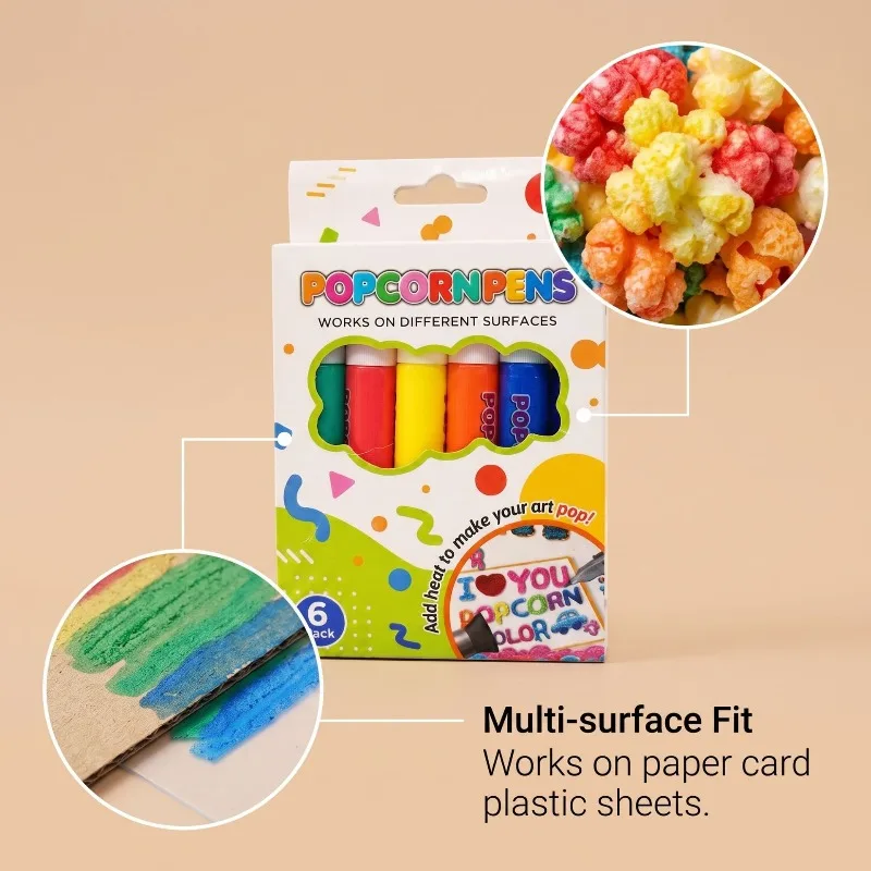 DIY Bubble Popcorn Drawing Pens 6/12 Colors 3D Puffy Cotton Pen Kids DIY Expanding Effect Christmas Art Markers
