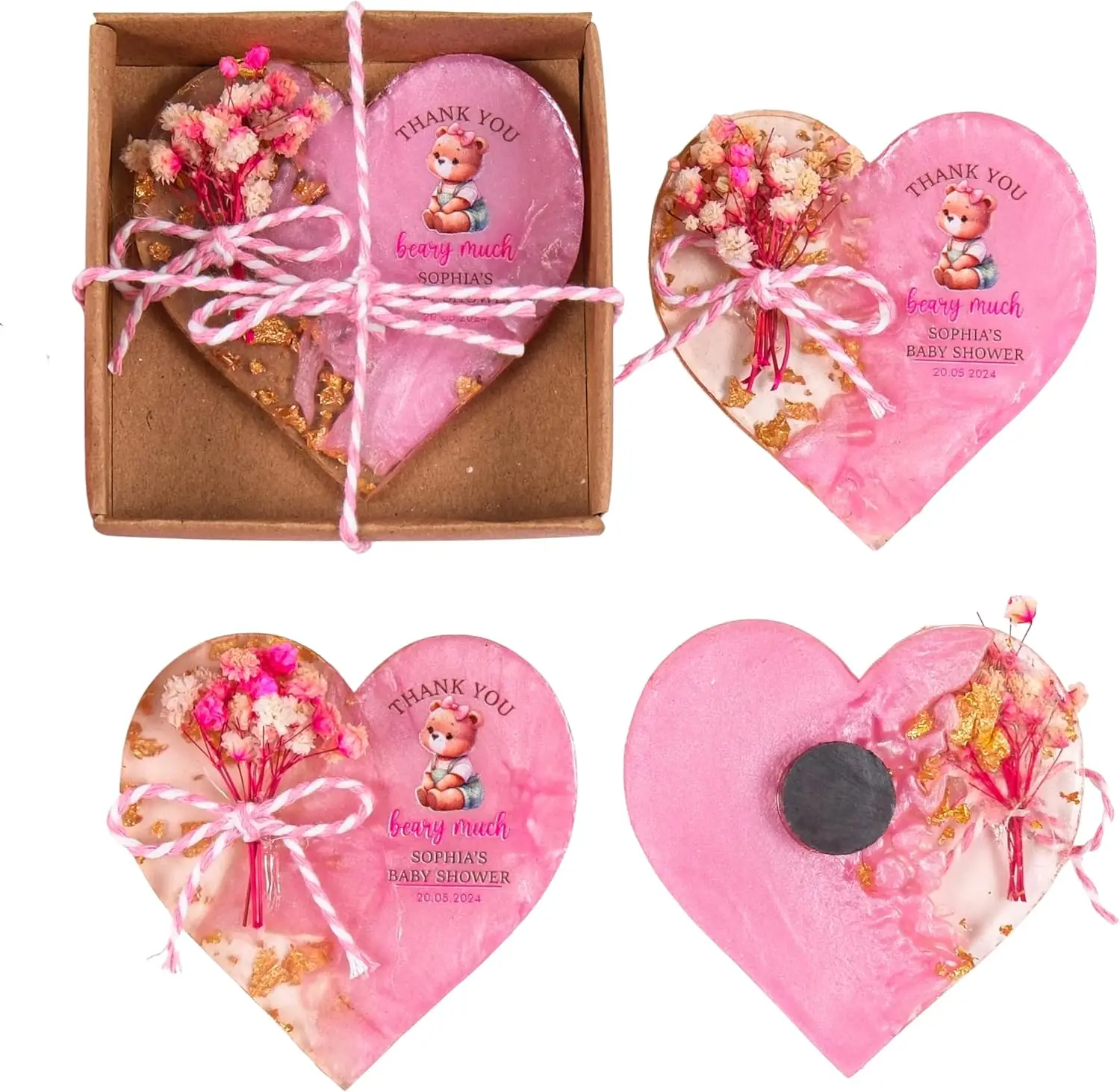 HTF Pack of 5 Baby Shower Decorations Magnets, Baby Shower Gifts, Birthday Decorations, Personalized Baby Shower Epoxy Resin Mag