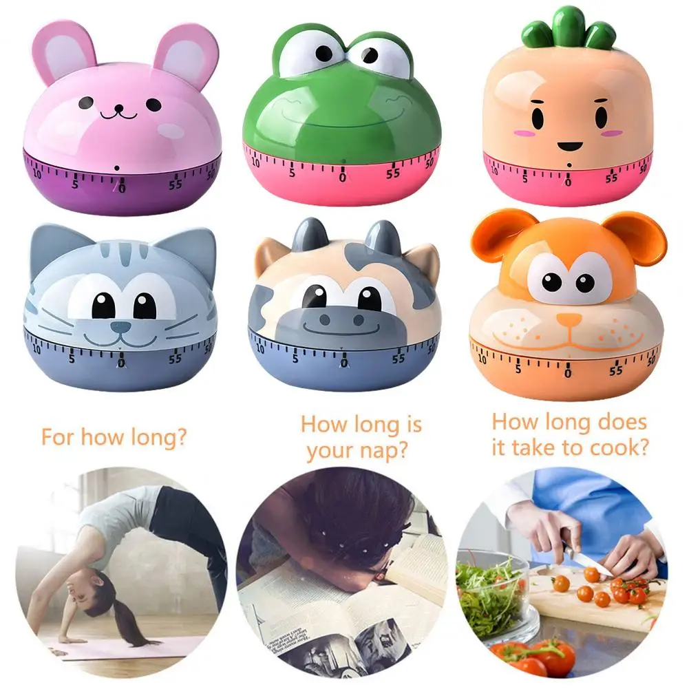 Eye-catching Plastic Increase Efficiency Cat Dog Cartoon Animal Mechanical Timer Alarm Timer Household Supplies