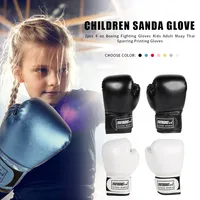 2Pcs Kids Boxing Gloves Children Punch Training Sparring Kickboxing Fighting Fitness Mitts Hitting Hand Protector Blue Black Red 2