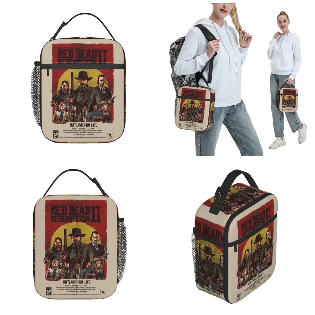 Game Red Dead Redemptions Outaws For Life Fans Insulated Lunch Bag for Men Women Food Bag Portable Thermal Cooler Lunch Boxes