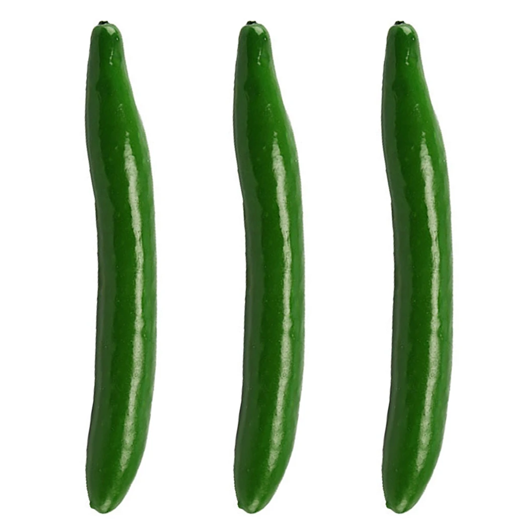 3pcs 24cm Artificial Simulation Cucumber Foam Lifelike Simulation Cucumber Fake Vegetable Props Home Kitchen Decoration Toy