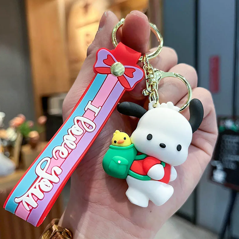 Pendentif de sac à dos Sanurgente Pochacco pour femme, porte-clés de voiture au beurre 3D, pendentif mignon Kawaii, cadeau pour enfants, cadeau de Noël