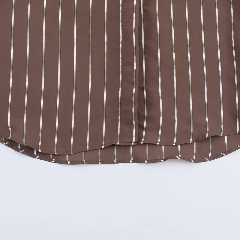 Moda chique listra camisas para mulher 2026 nova primavera manga longa bolsos feminino streetwear camisa casual e blusa topo ﻿