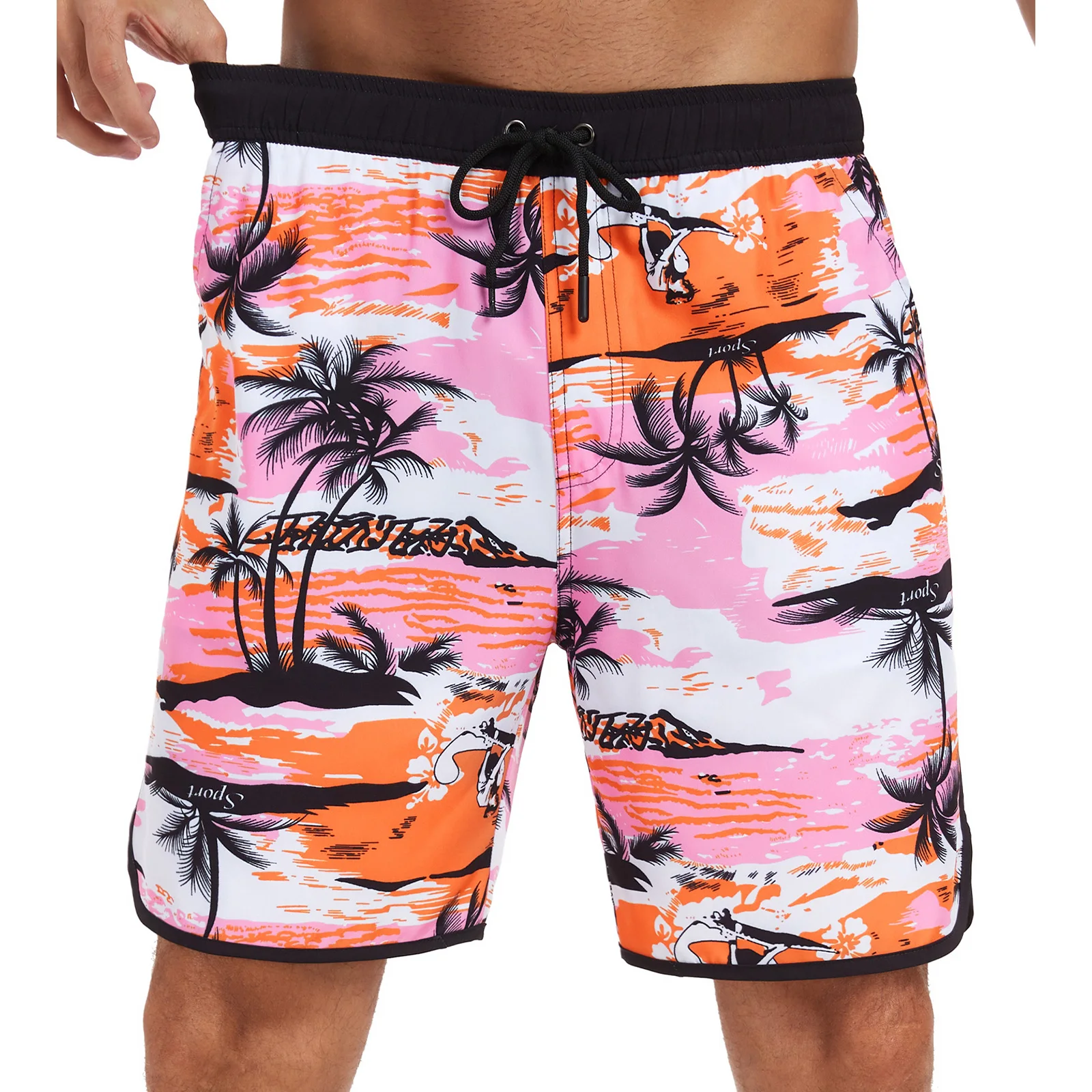 ผู้ชายสไตล์ Tropical พิมพ์กางเกงว่ายน้ําว่ายน้ําท่องชุดว่ายน้ํา Beachwear Quick-Drying กางเกงขาสั้นว่ายน้ําพร้อมกระเป๋ากางเกงขาสั้นฤดูร้อน