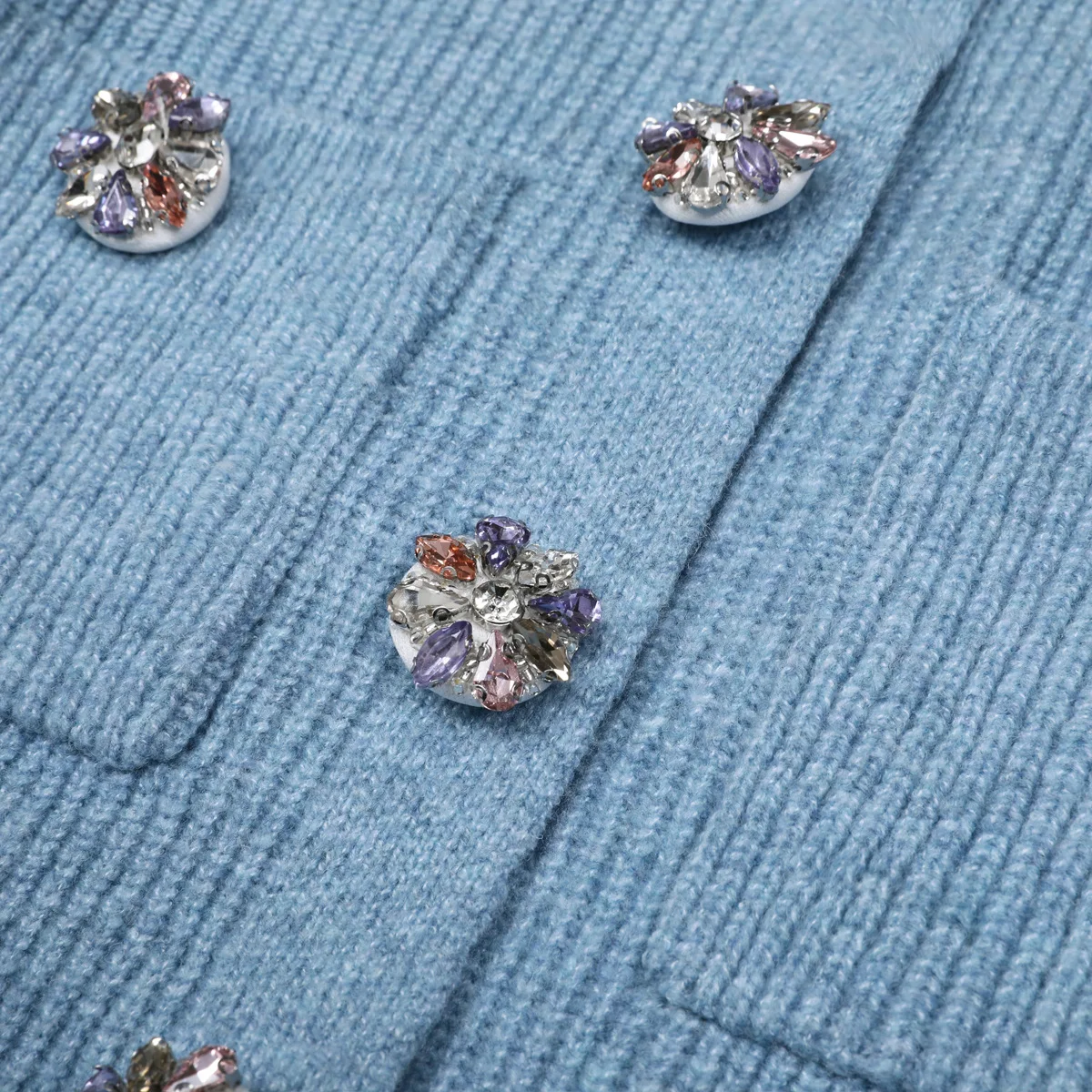 Zjyt elegante outono inverno luxo diamantes cardigans camisola e saia terno 2 peça conjunto de correspondência 2025 roupa feminina moda azul