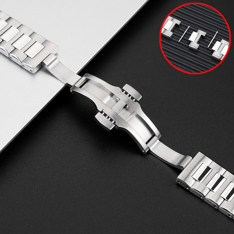 Выпуклый ремешок 13,5 мм для IWC Engineer IW328901 IW328903 W328904, ремешок для часов из нержавеющей стали для мужчин, однотонные металлические браслеты 316,